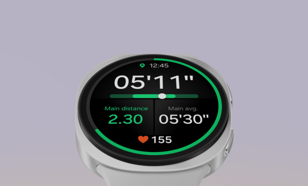 Samsung Galaxy Watch 8 in (color) on wrist, showing AMOLED display and sleek design